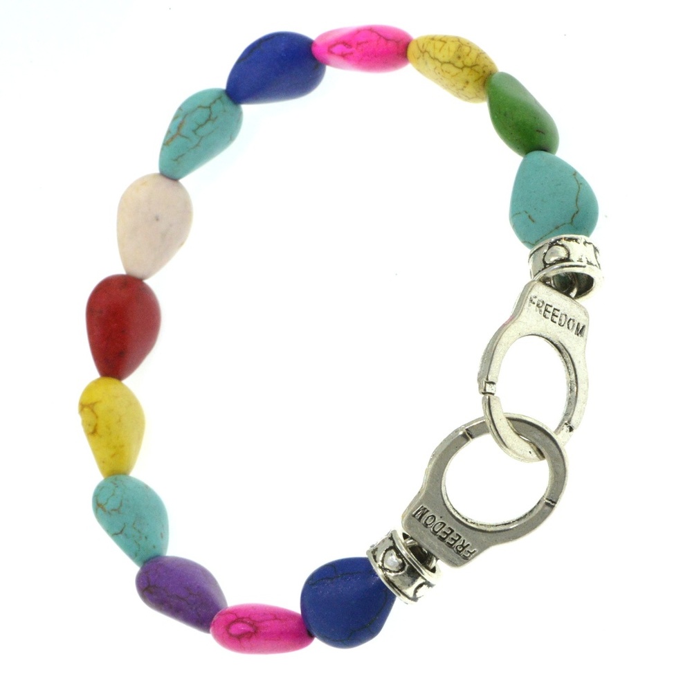 Freedom Handcuff Howlite Bead Stretch Braceket